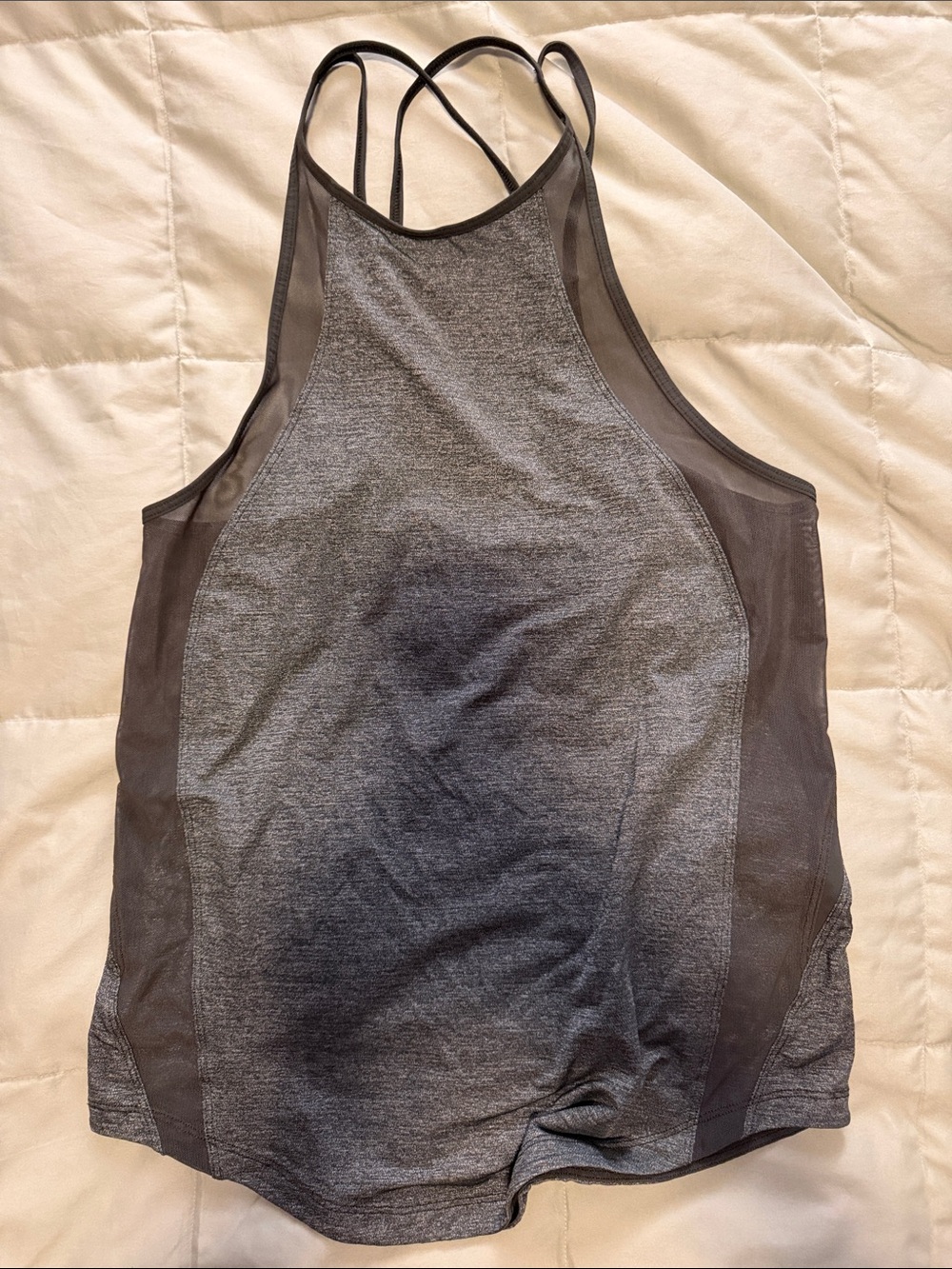 lululemon athletica Charcoal Gray/Green Strappy Mesh-Back Tank Top - Picture 3 of 6